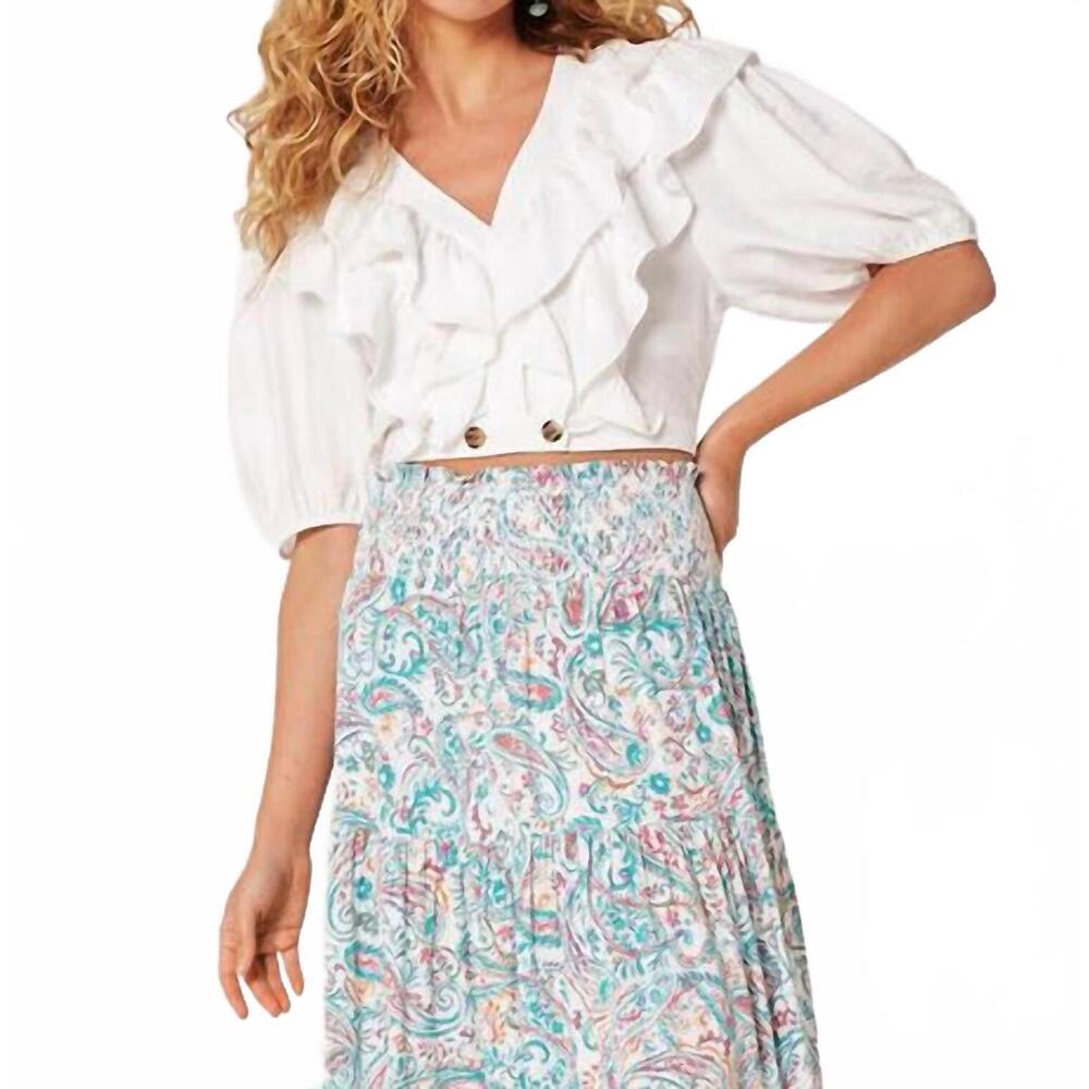 NEW APRICOT cropped ruffle blouse in cream - Picture 3 of 5
